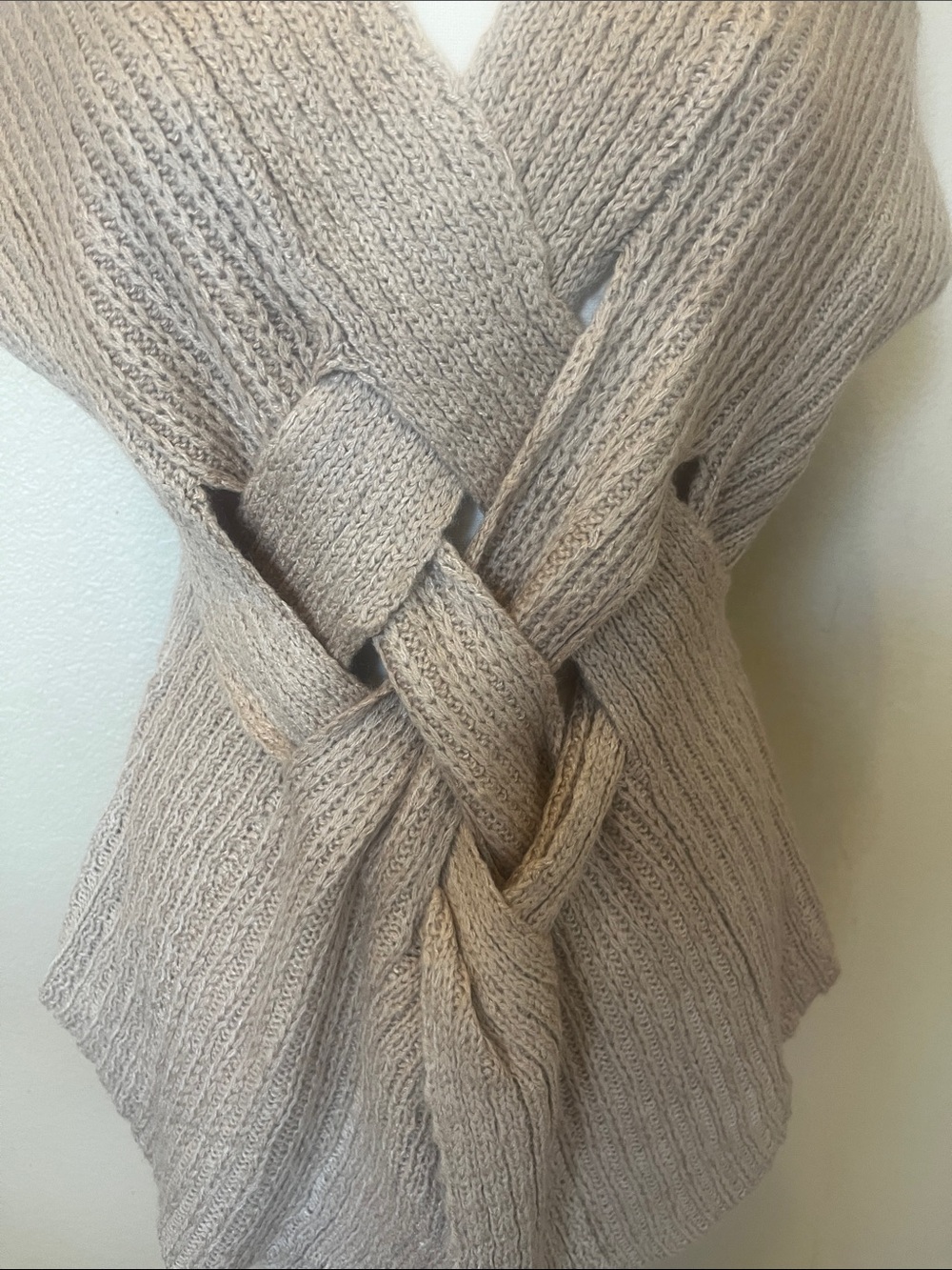 Oliver. o Braided Front Knit Wrap Sweater - Taupe - Picture 2 of 5
